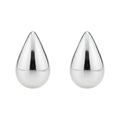 Silver Tone Mirror Polished Teardrop Stud Earrings For Women view 5