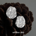 Silver Liquid Geometric Textured Zircon Stud Earrings view 4