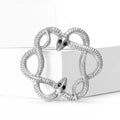 Textured Double Snake Wreath Brooch in Gold and Silver view 4