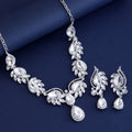Black Silver Tone Multicolor Crystal Vine Six Designs Metal Necklace and Earring Set view 2