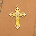 Pierced Floral Cross Metal Charm in 4 Decorative Finishes view 4