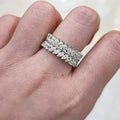 Gold and Silver Tone Leaf Stone Eternity Band Ring view 3