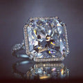 Silver-Tone Rectangular Crystal Halo Ring With Split Shank view 1