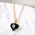 Gold Tone Heart Resin Evil Eye Pendant Necklaces in Seven Colors view 2
