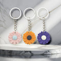 Resin Daisy Flower Keychain Silver Ring Chain Three Colors view 1