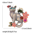 Enamel Cat Brooch White Hat Pink Flowers Rhinestone Accents view 5
