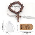 Coffee Wood Bead Stretch Bracelet Jesus Cross Charm view 4