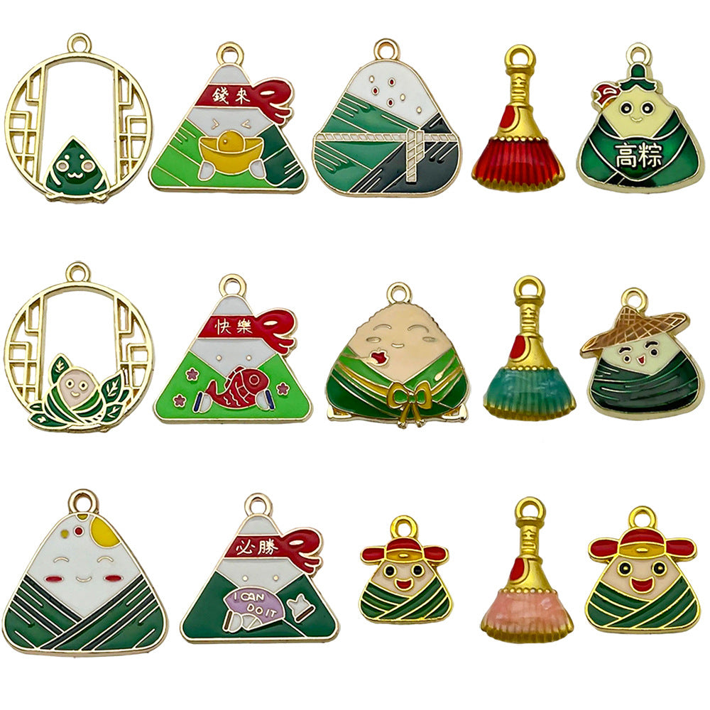 Zinc Alloy Cartoon Zongzi Festival Charm Pendant for DIY Hair Tie Bracelet Jewelry