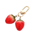 Gold Tone Realistic Resin Strawberry Clip Keychains view 5