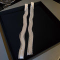 Long Metallic Fringe Earrings in Gold and Silver Tones view 7