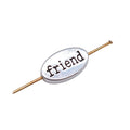 Antique Silver Friend Word Oval Bead for Jewelry Making view 3