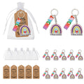 Teacher Rainbow Heart Dual Charm Wood Keychain Metal Ring view 1