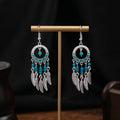 Forty-Three Bohemian Bead Feather and Tassel Hook Earrings view 5