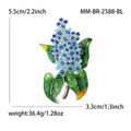Lilac Flower Brooch With Clustered Colored Blossoms Above Glossy Green Enamel Leaves view 9