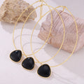 Gold Snake Chain Black Triangle Agate Pendant Necklace view 4