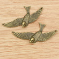 Large Flying Bird Charms in Antique Bronze and Silver Tones view 3