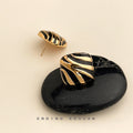 Black and Gold Zebra Stripe Square Metal Stud Earrings view 4