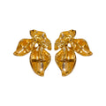 Layered Sculptural Leaf Stud Earrings in Two Tones view 5