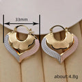 Gold Tone Layered Heart Huggie Earrings with Pastel Enamel view 4