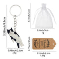 Black And White Cat Keychain With Metal Split Ring And Chain view 2