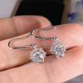 Silver Tone Snowflake Drop Earrings With Clear Stones view 2