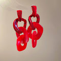Chunky Resin Chain Link Stud Earrings in Three Colors view 8