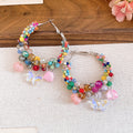 Colorful Beaded Hoop Earrings With Pearl and Charm Drops view 6