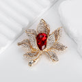 Blue Gold Tone Lotus Sculpted Crystal Three Designs Metal Brooch Pin view 4