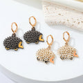 Gold Tone Hedgehog Huggie Drop Earrings in Two Finishes view 1