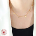 Heart Discs And Clear Zircon Station Charm Necklace Chain view 3