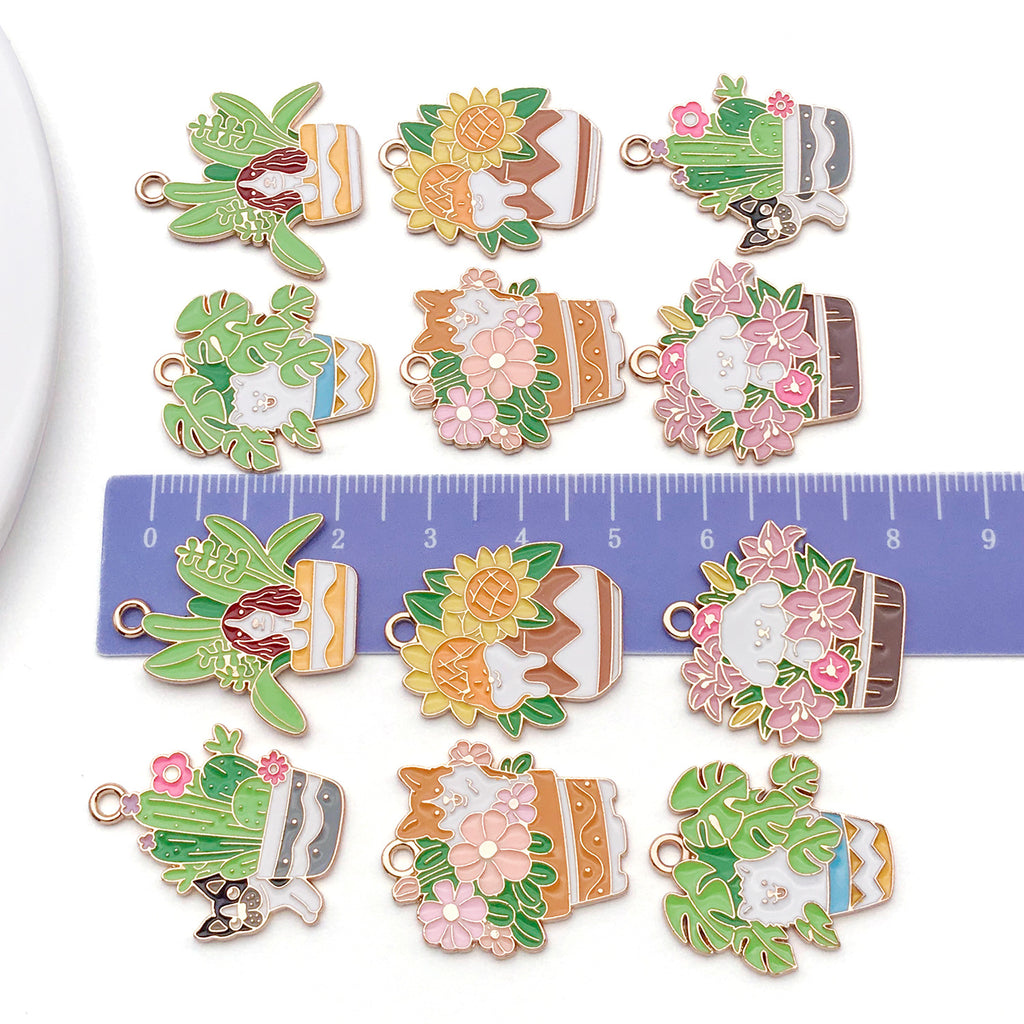 Zinc Alloy Potted Dog charm pendant for DIY earring necklace jewelry making