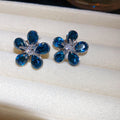 Crystal Flower Stud Earrings In Purple Blue And Red view 7