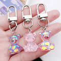 Four Iridescent Translucent Bear Keychains with Metal Hardware view 3