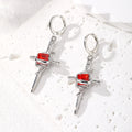 Gold and Silver Tone Crystal Dagger Huggie Drop Earrings view 11