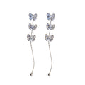 Crystal Butterfly Chain Drop Earrings in Gold Tone view 5