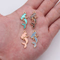 Enamel Mermaid Charms in Four Colors with Gold Tone Edges view 1