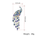 Aqua Blue Peacock Tassel Crystal Four Designs Metal Brooch Pin view 2
