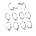Silver Tone Oval Hinged Hoop Earring Findings with Bottom Loops view 3