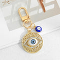 Blue Evil Eye Filigree Round Pendant Keychain with Tassel view 10