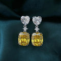 Heart And Cushion Two-Tier Drop Earrings In Three Stone Colors view 2