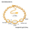 Gold Czech Glass Oval Bezel Link Bracelets Multi Color view 10
