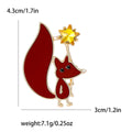 Playful Enamel Fox and Star Brooch in White or Red view 7