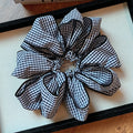 Black White Gingham Check Oversized Bow Hair Scrunchie view 4
