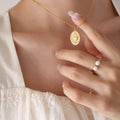 Classical Woman Cameo Oval Pendant Necklace Gold Steel view 4
