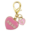 Gold Pink XOXO Heart Lock Enamel Lobster Clasp Charm view 5