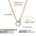 Gold Dual Interlocking Circle Pendant Chain Necklace view 6