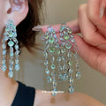 Green Leaf Crystal Chandelier Earrings in Four Distinct Styles view 2