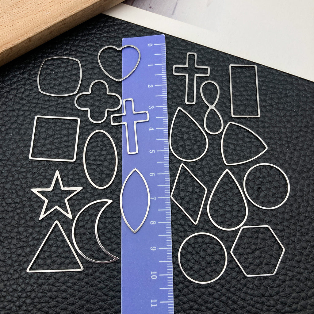 Steel Color Stainless Steel Five Point Star Heart Round Hollow Frame Charm Pendant for DIY Jewelry
