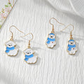 Gold Tone Scarf-Wearing Polar Bear and Alpaca Drop Earrings view 1