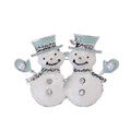 Aqua Silver Tone Christmas Snowman Crystal Pearl Look Metal Brooch Pin view 1